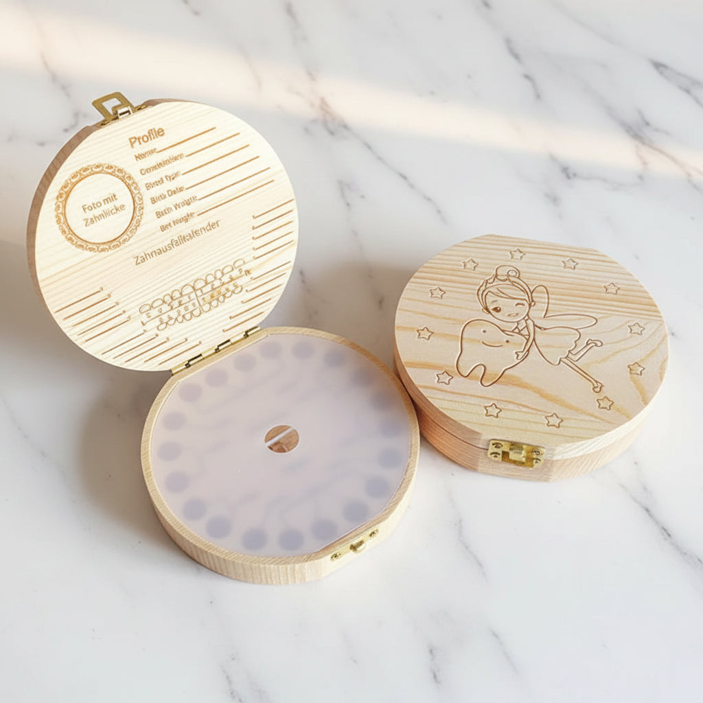 Wooden Baby Tooth & Umbilical Cord Keepsake Box